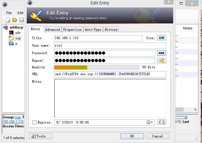 Keepass+PuTTYPortable+Winscp一键登录